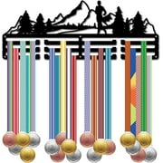 Outdoor Running Medal Hanger Display Medal Holder Rack Sports Metal Hanging Iron Mountain Forest Wall Mount Frame Decor Medal Hangers for Runner Marathon Medalist Black 15.7 x 6Inch